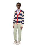 Gucci EMBROIDERED STRIPED KNIT CARDIGAN