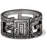 Gucci ENGRAVED BURNISHED STERLING SILVER RING