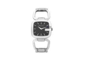 Gucci G- Black Dial Stainless Steel Ladies Watch