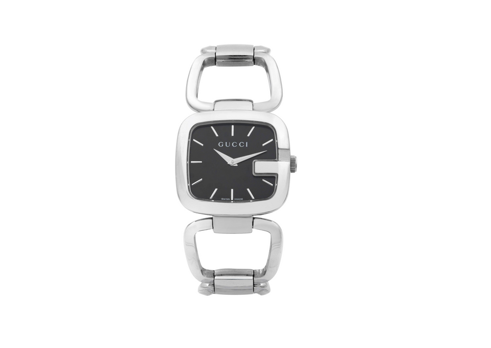 Gucci G- Black Dial Stainless Steel Ladies Watch