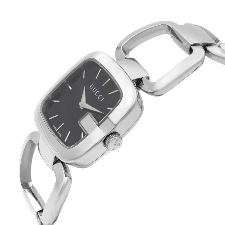 Gucci G- Black Dial Stainless Steel Ladies Watch