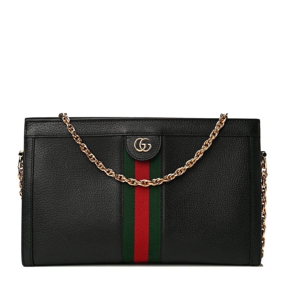 Gucci Calfskin GG Web Ophidia Chain Shoulder Bag