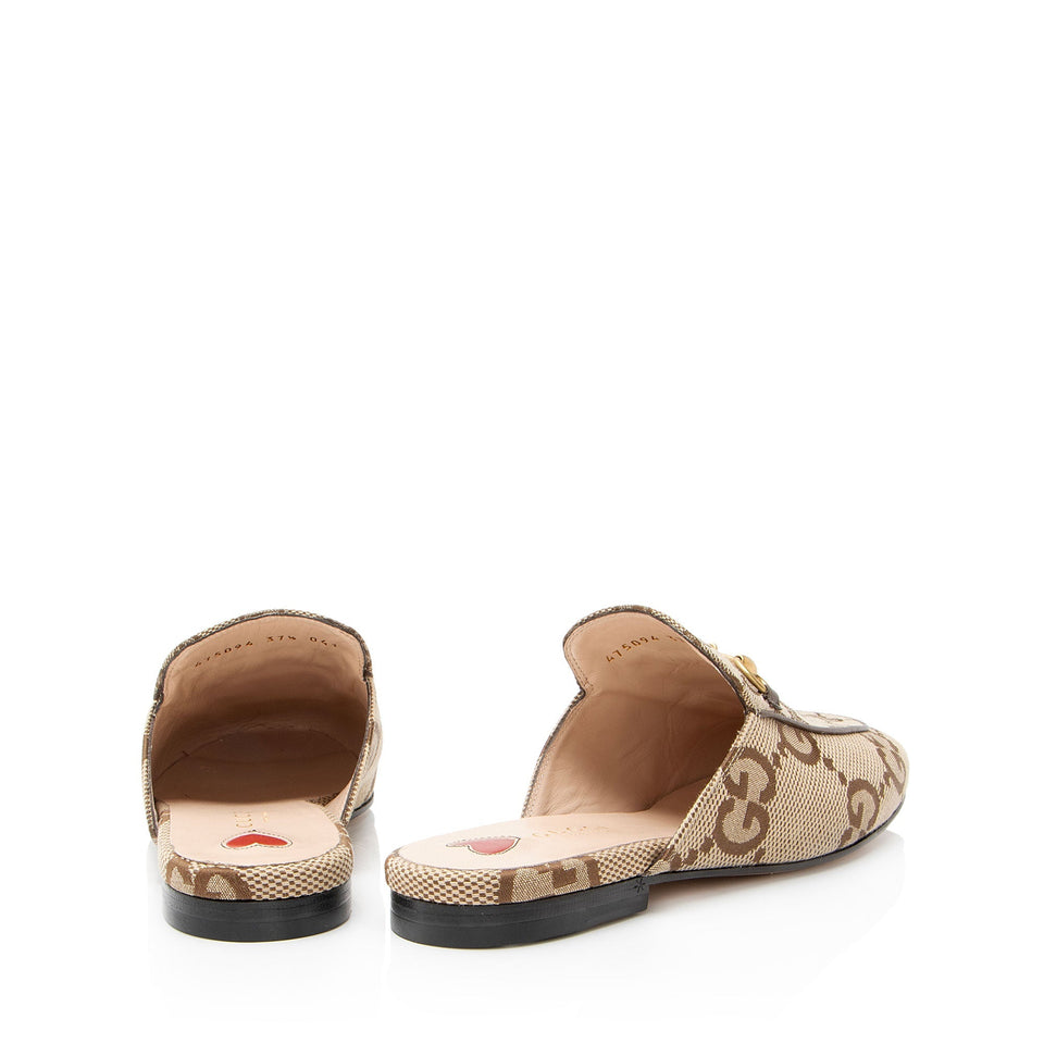 Gucci GG Canvas Jumbo GG Princetown Mules - Size 7.5 / 37.5