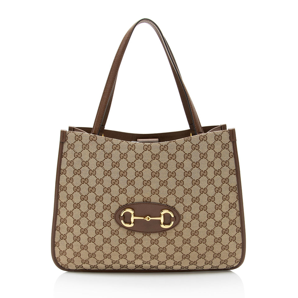 Gucci GG Canvas Leather Horsebit 1955 Tote