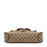 Gucci GG Canvas Leather Studded Horsebit Shoulder Bag