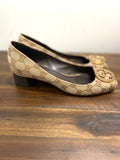 Gucci GG CANVAS LOGO PEEP TOE PUMPS