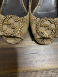Gucci GG CANVAS LOGO PEEP TOE PUMPS
