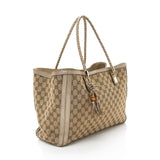 Gucci GG Canvas Metallic Leather Bella Medium Tote