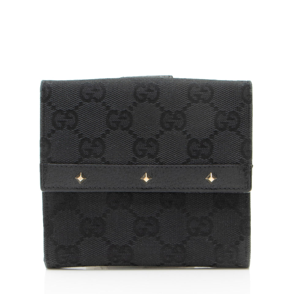 Gucci GG Canvas Studded French Wallet