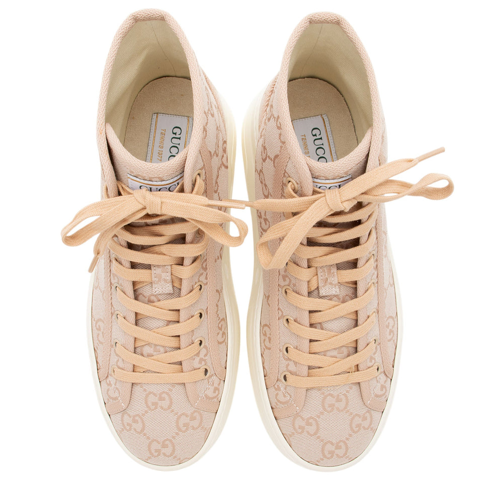Gucci GG Canvas Tennis 1977 Platform High Top Sneakers - Size 10 / 40