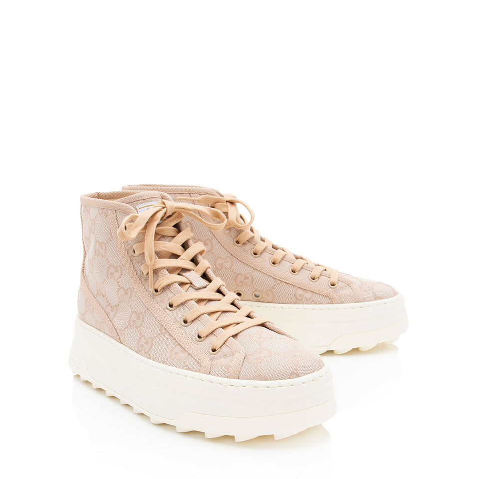 Gucci GG Canvas Tennis 1977 Platform High Top Sneakers - Size 10 / 40
