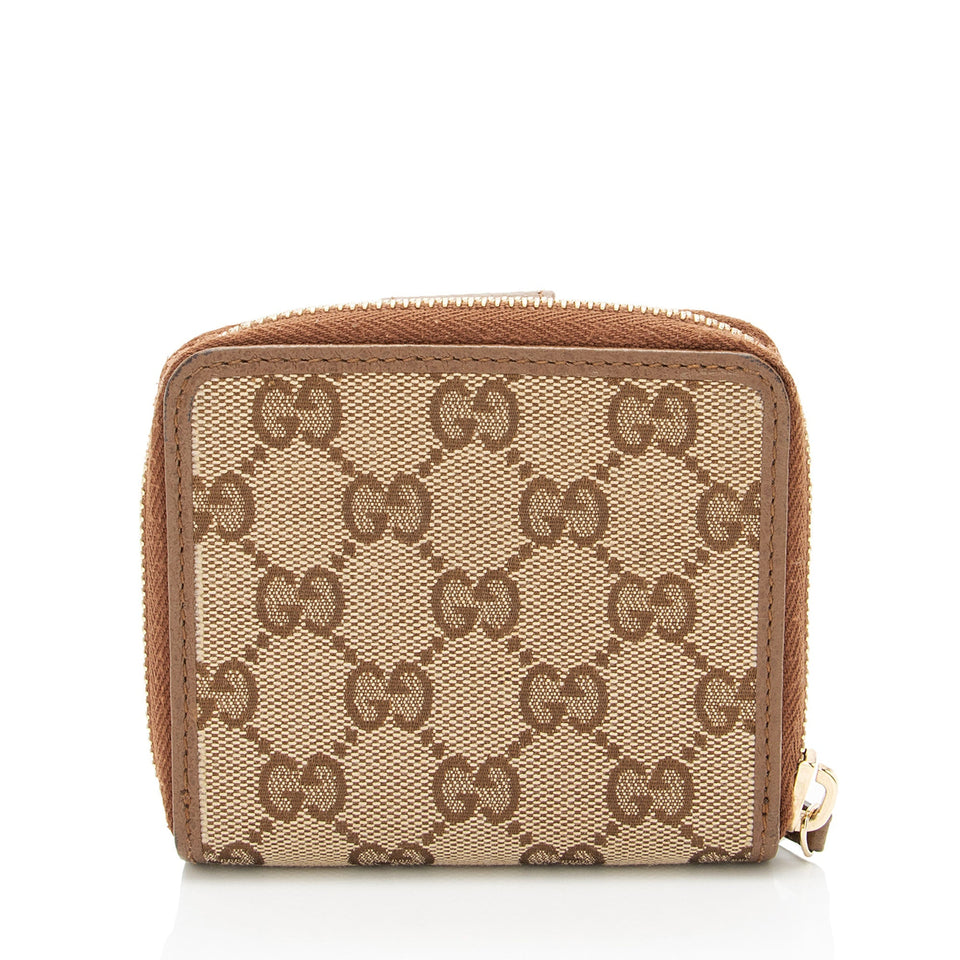 Gucci GG Canvas Zip Around Compact Wallet