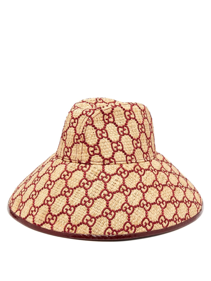Gucci GG EMBROIDERED RAFFIA HAT