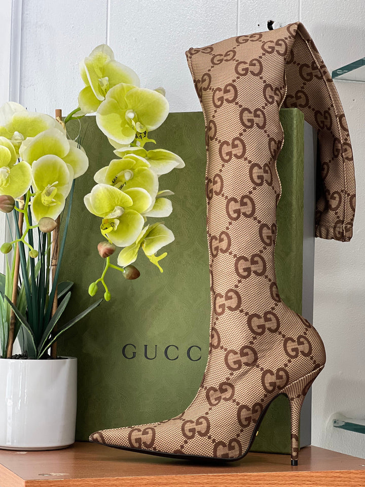 Gucci GG THE HACKER PROJECT KNIFE KNEE HIGH BOOTS
