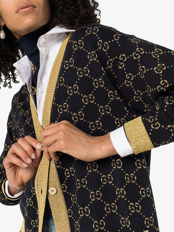Gucci GG Cotton LamÃ© Cardigan