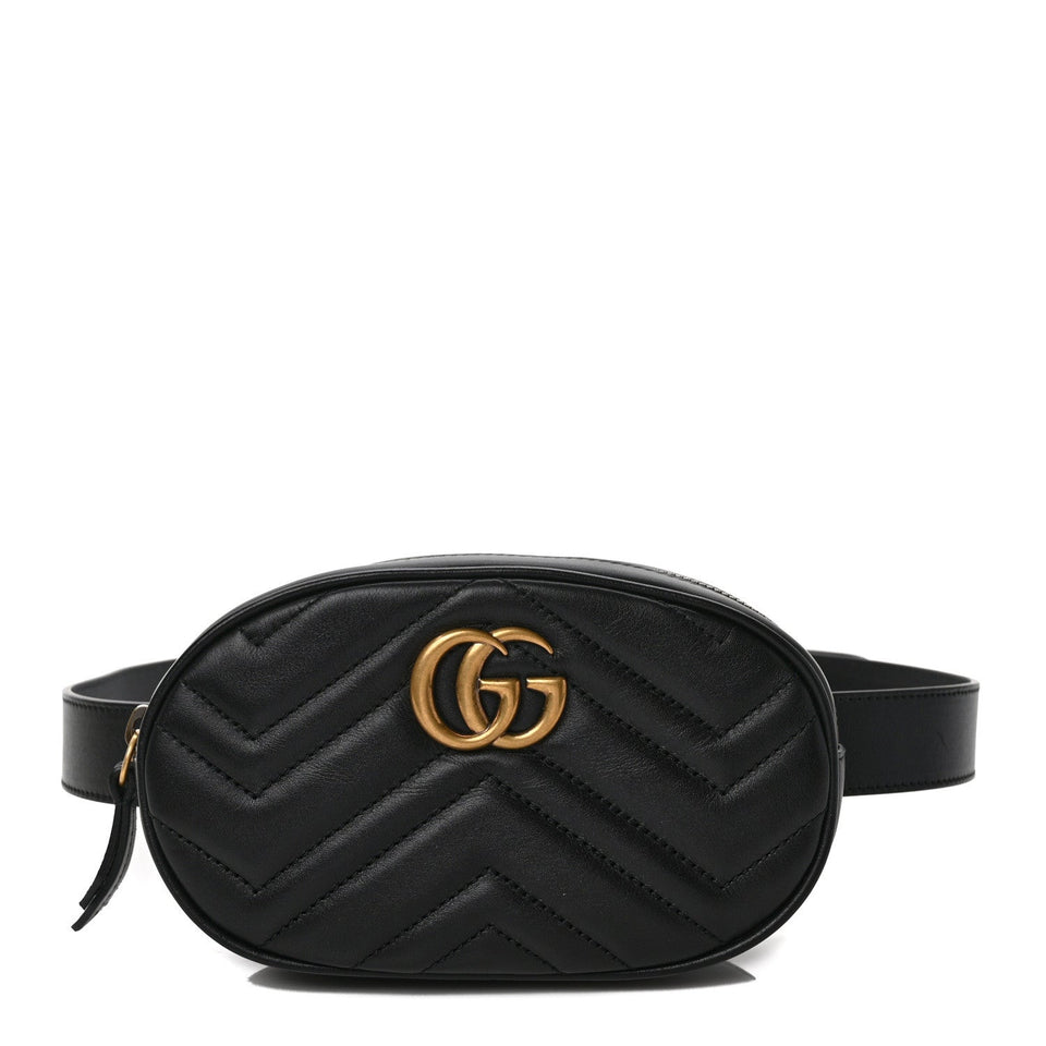 Gucci GG MARMONT CALFSKIN LEATHER MATELASSE BELT BAG
