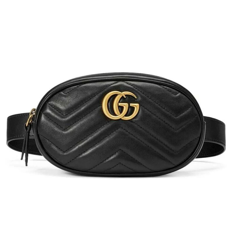 Gucci GG MARMONT CALFSKIN LEATHER MATELASSE BELT BAG
