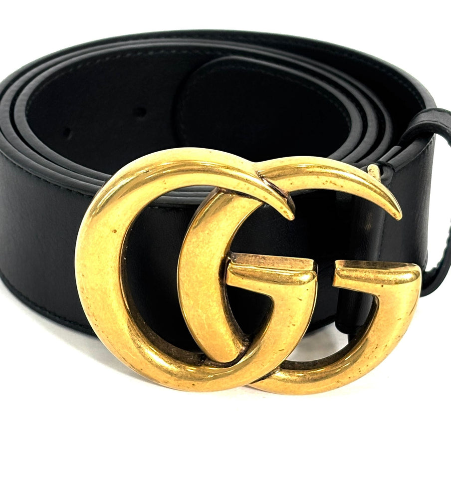 Gucci GG MARMONT DOUBLE G CALFSKIN LEATHER BELT