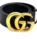 Gucci GG MARMONT DOUBLE G CALFSKIN LEATHER BELT