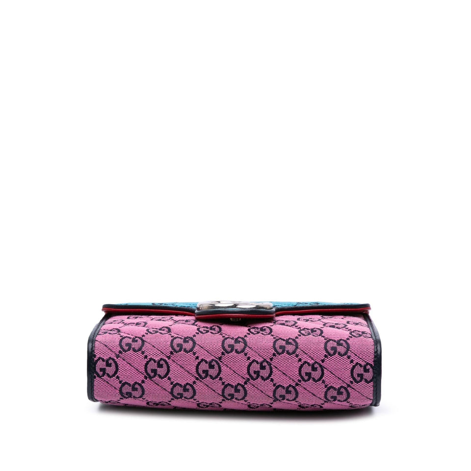 Gucci GG Marmont Matelasse Diagonal Canvas Chain Wallet