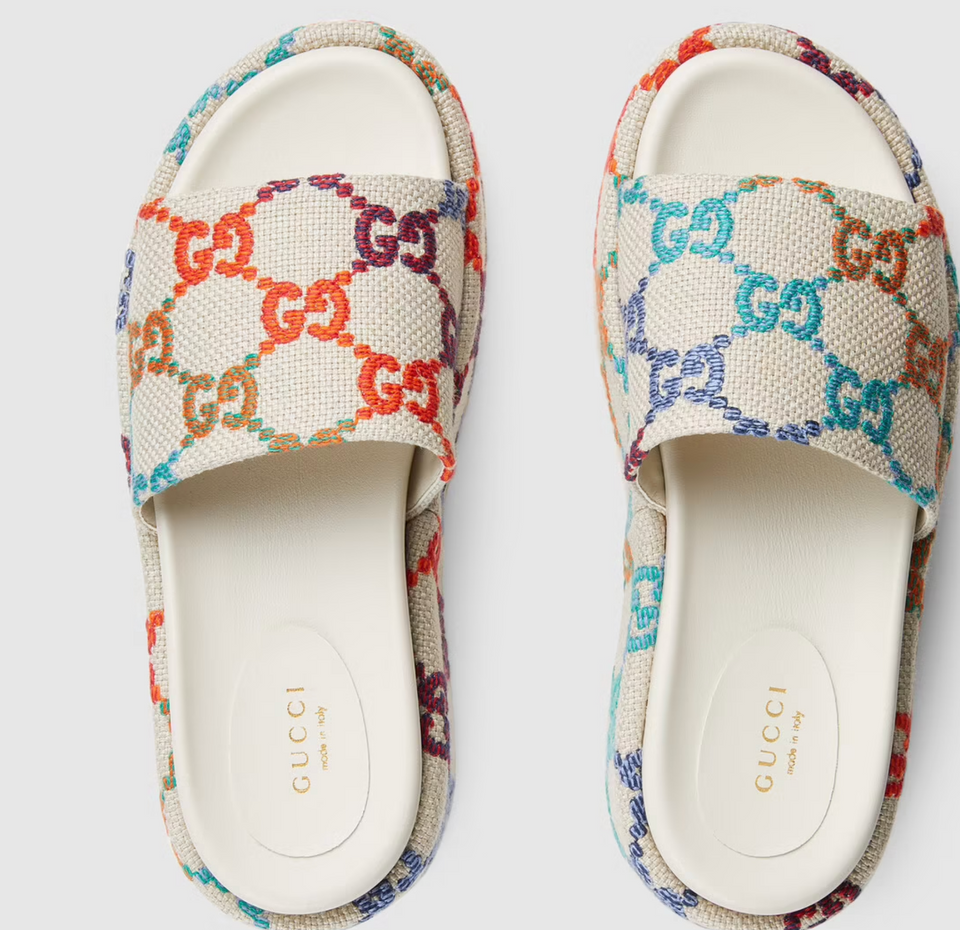 Gucci GG PLATFORM CANVAS SLIDES