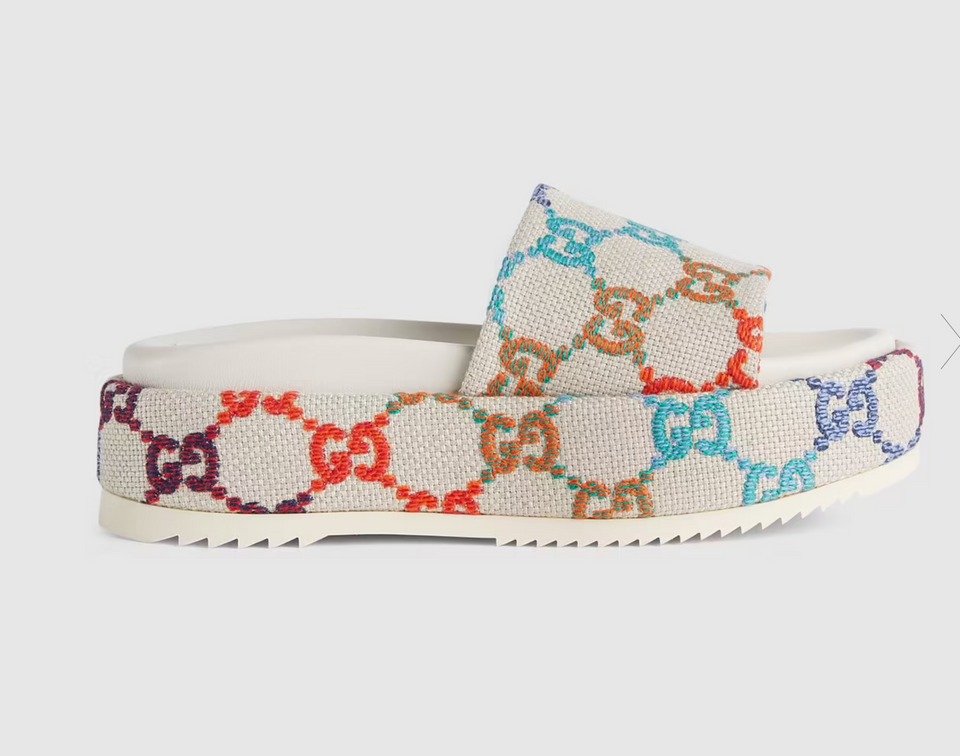 Gucci GG PLATFORM CANVAS SLIDES