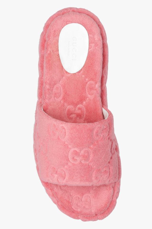 Gucci GG PLATFORM SPONGE SLIDE SANDALS IN WILD ROSE