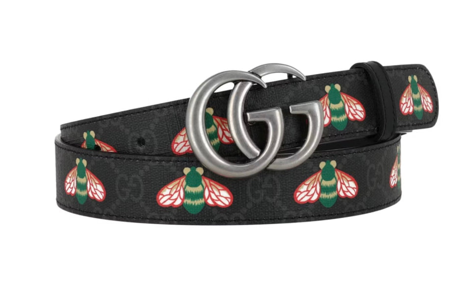 Gucci GG SUPREME UNISEX BEE LEATHER BELT