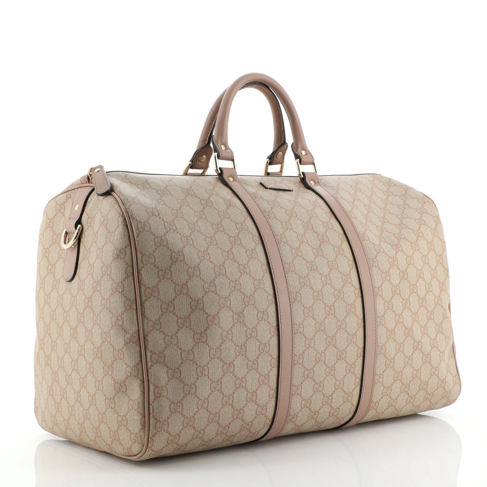 Gucci GG SUPREME BOSTON CARRY-ON DUFFLE BAG BLUSH