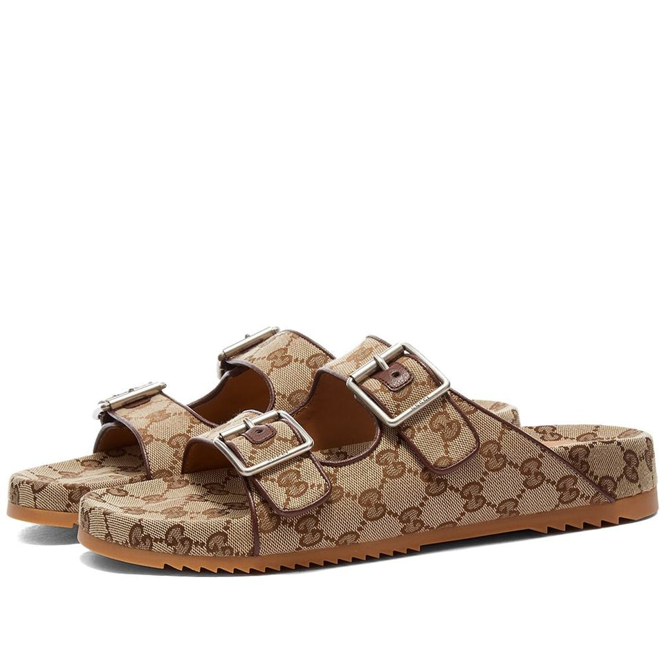 Gucci GG SUPREME Men's Sideline Canvas Slide Sandals