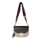 Gucci GG SUPREME WEB LEATHER PADLOCK MEDIUM MESSENGER BAG