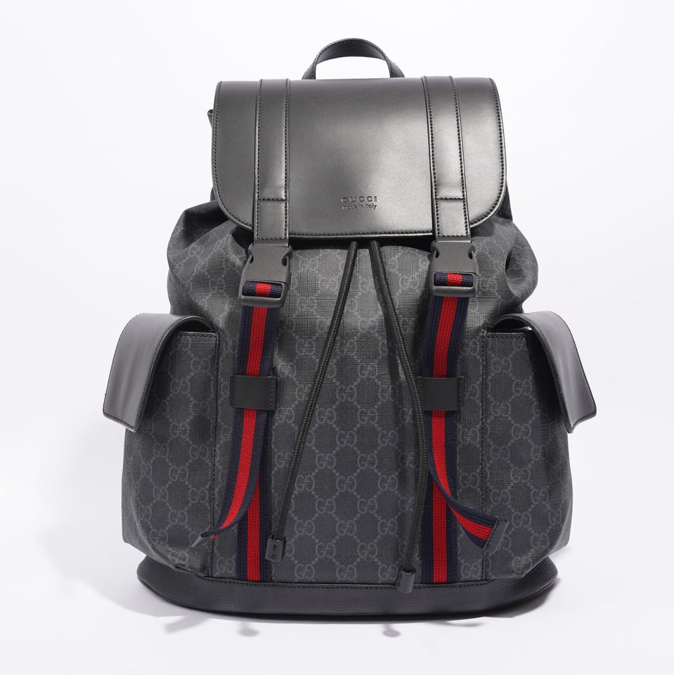 Gucci GG SUPREME MONOGRAM APPIA CALFSKIN WEB BACKPACK