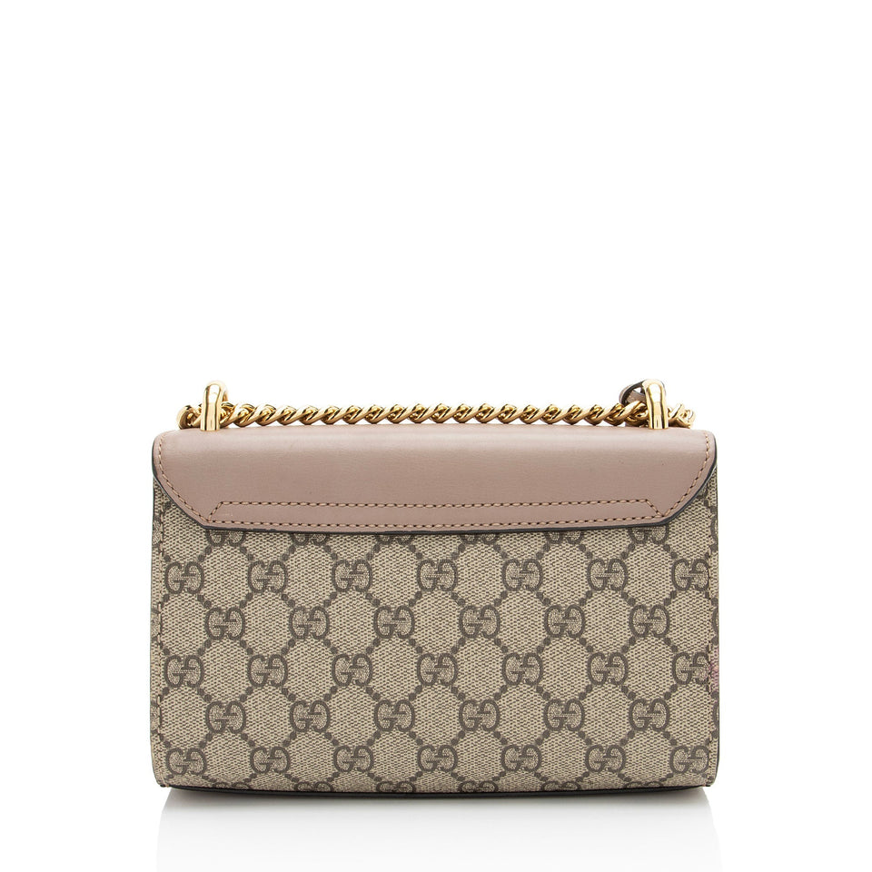 Gucci GG Supreme Pearl Stud Padlock Small Shoulder Bag