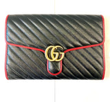 Gucci MATELASSE LEATHER TORCHON GG MARMONT CLUTCH BAG