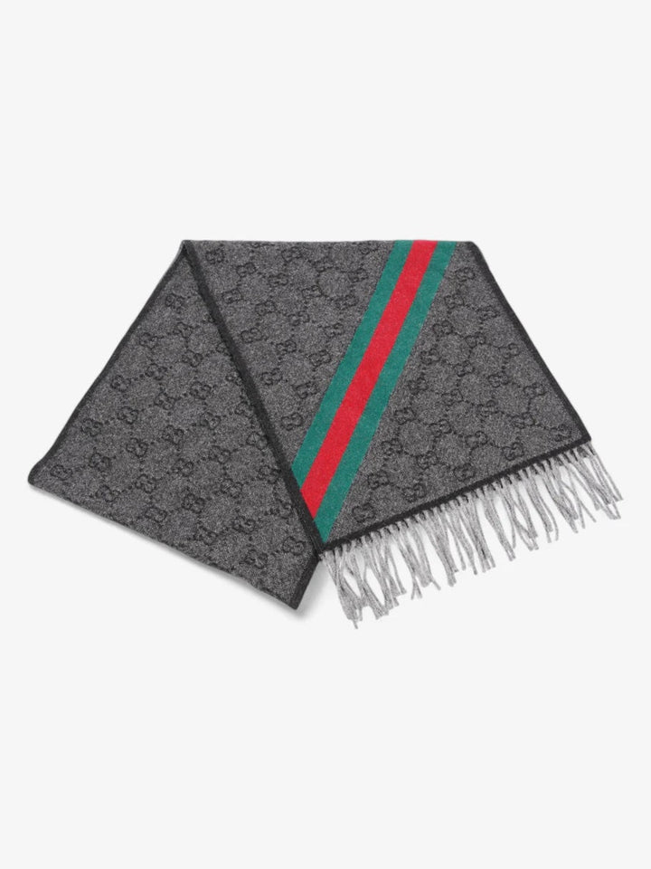 Gucci GG SUPREME WEB WOOL CASHMERE  BLEND SCARF