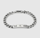 Gucci GHOST ENGRAVED STERLING SILVER ID BRACELET