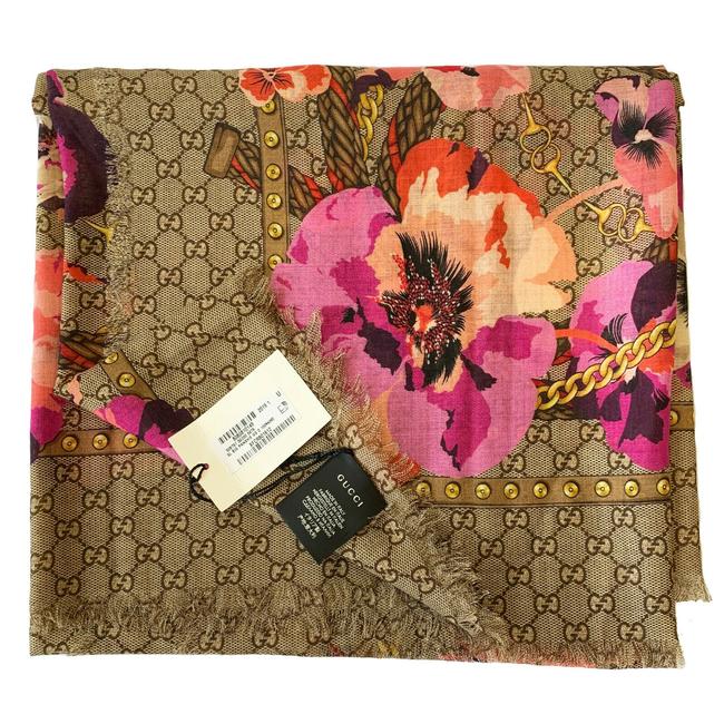 Gucci GG SUPREME MONOGRAM GIANT FLORAL SCARF SHAWL