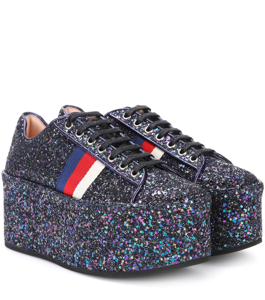 Gucci Peggy Glitter Platform Sneakers