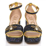 Gucci Glitter Soko Bee Platform Mid Heel Sandals