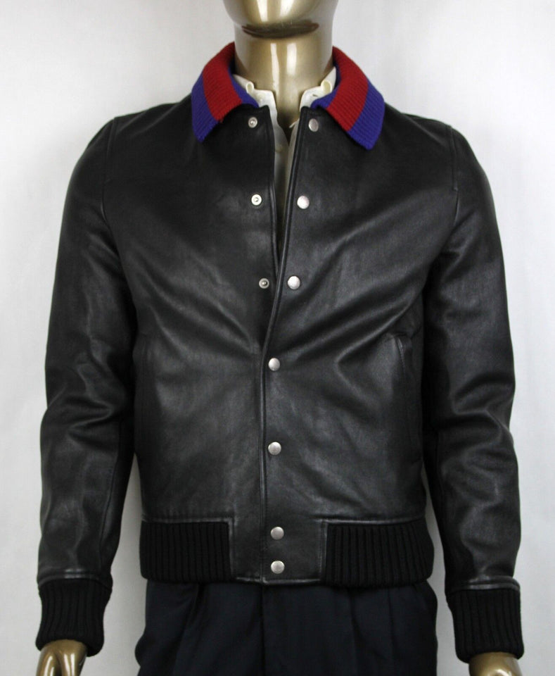 Gucci GRAINY LEATHER BOMBER JACKET