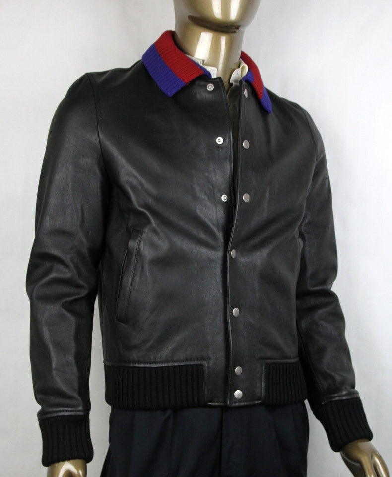 Gucci GRAINY LEATHER BOMBER JACKET