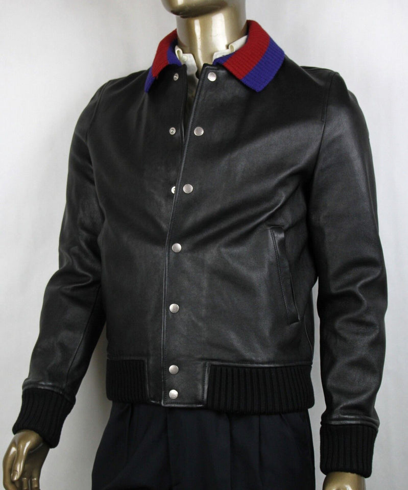 Gucci GRAINY LEATHER BOMBER JACKET
