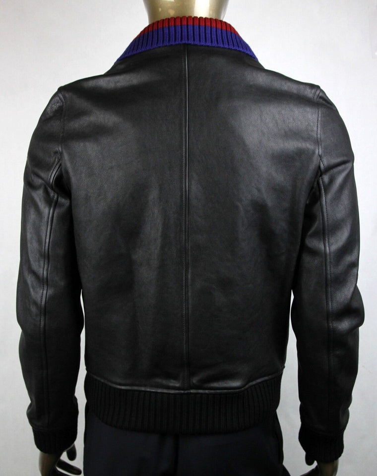 Gucci GRAINY LEATHER BOMBER JACKET