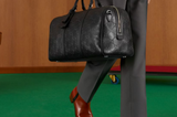 Gucci GucciSSIMA BLACK EMBOSSED LEATHER DUFFLE BAG