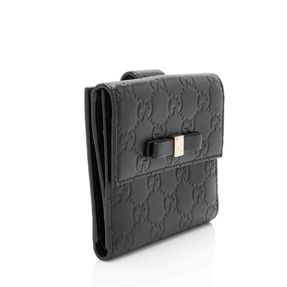 Gucci Guccissima Bow Signature French Wallet