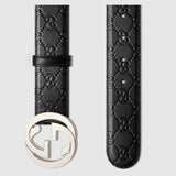 Gucci GucciSSIMA INTERLOCKING G LEATHER BELT