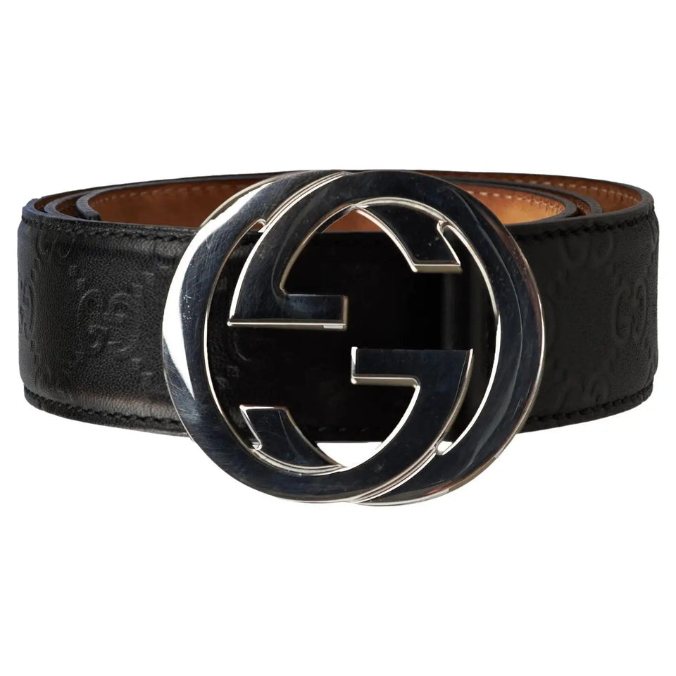 Gucci GucciSSIMA INTERLOCKING G LEATHER BELT