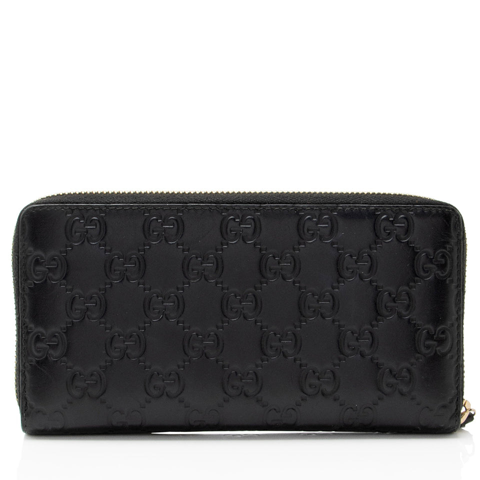Gucci Guccissima Leather Bow Zip Around Wallet