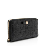 Gucci Guccissima Leather Bow Zip Around Wallet