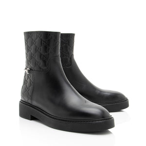 Gucci Guccissima Leather Horsebit Ankle Boots - Size 8 / 38